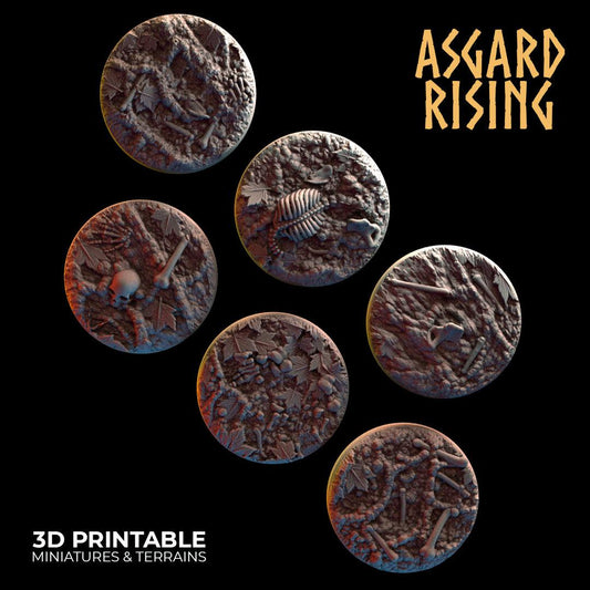 3D Printed Asgard Rising Deepforest Ritual Ground Round Base Set - 6 x 25 28 mm Round Base Set B Wargaming DnD - 3D Printing Boss 