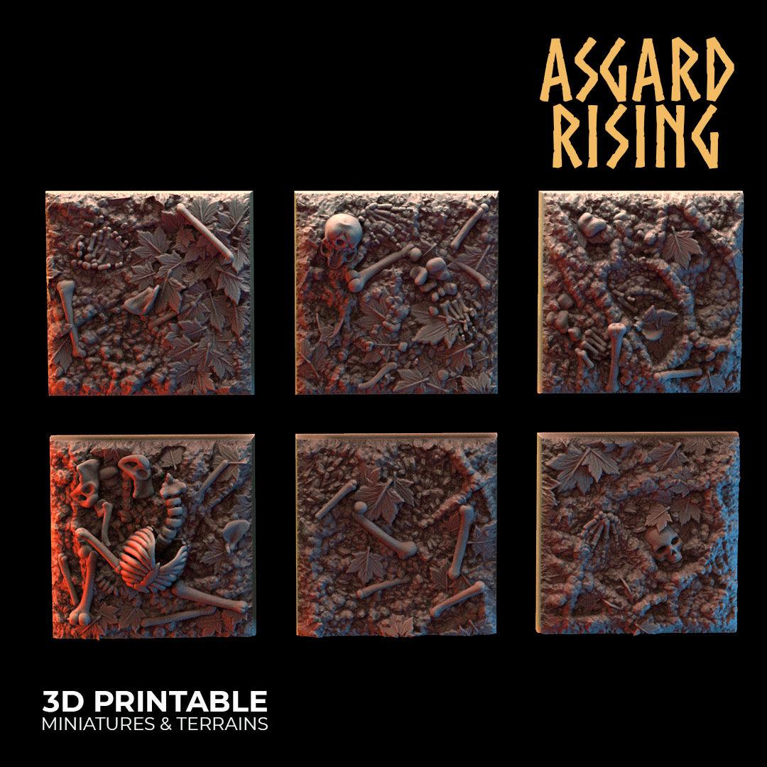 3D Printed Asgard Rising Deepforest Ritual Ground Square Bases - 6 x 20 mm Round Base Set B Wargaming DnD - 3D Printing Boss 