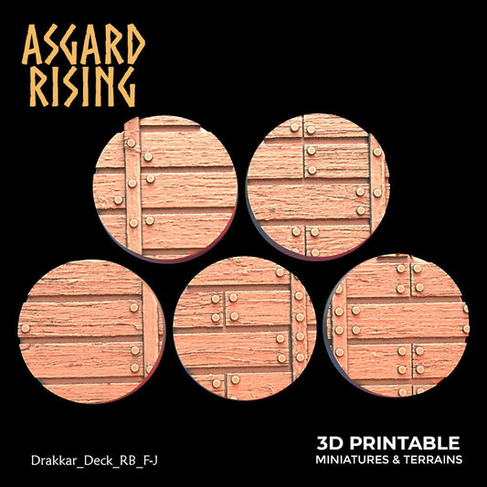 3D Printed Asgard Rising Drakkar Deck Round Bases 25 28 32 35mm Version 2 28 32 mm Wargaming DnD - 3D Printing Boss 