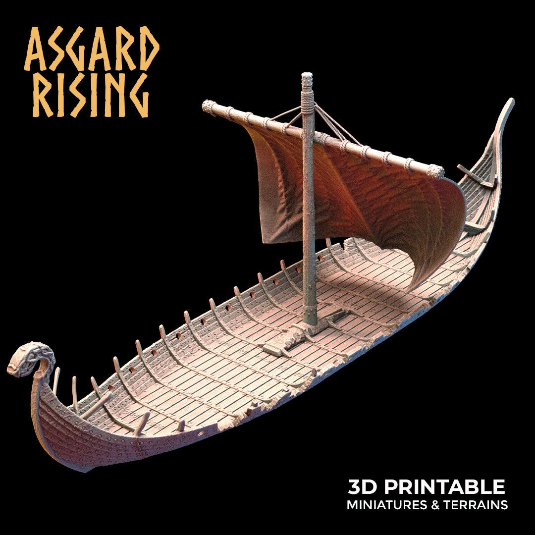 3D Printed Asgard Rising Expedition Drakkars Ship 28 32 mm Wargaming DnD - 3D Printing Boss 