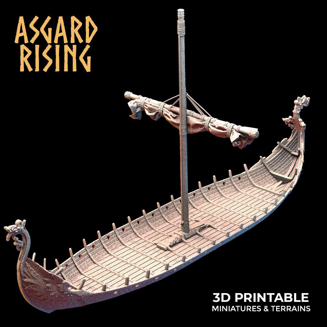 3D Printed Asgard Rising Expedition Drakkars Ship 28 32 mm Wargaming DnD - 3D Printing Boss 