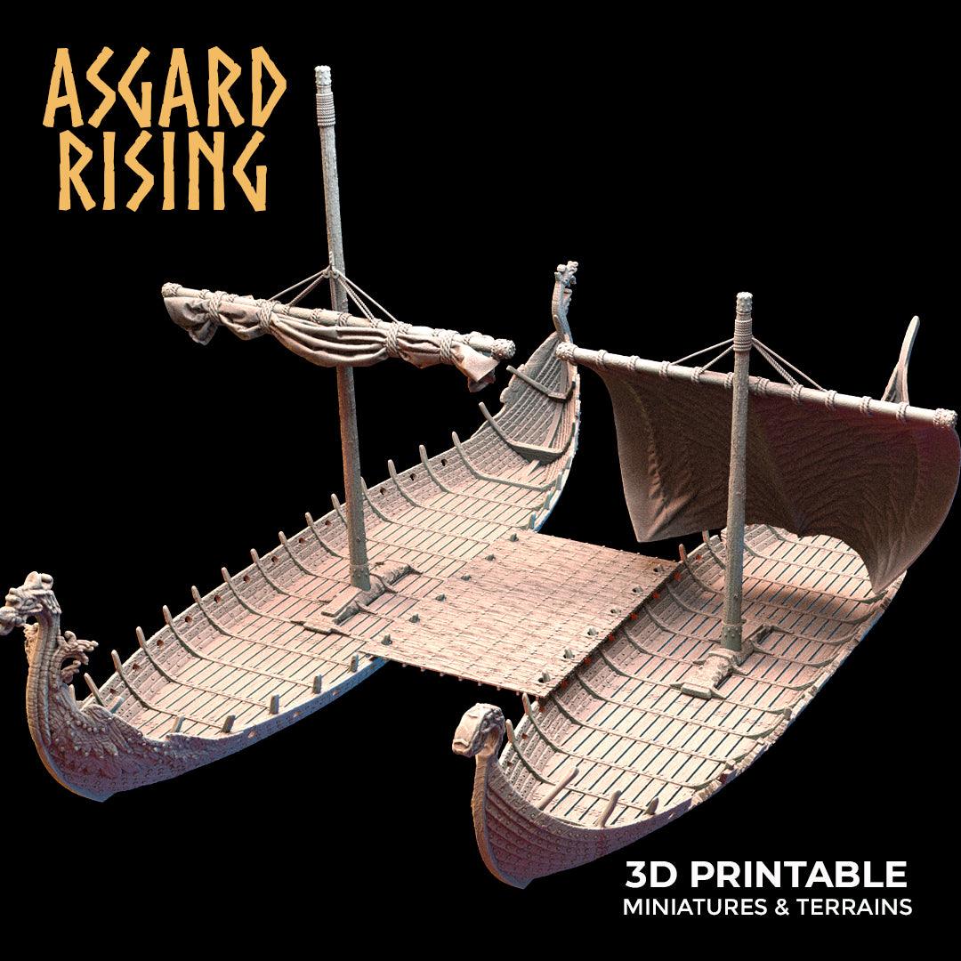 3D Printed Asgard Rising Expedition Drakkars Ship 28 32 mm Wargaming DnD - 3D Printing Boss 