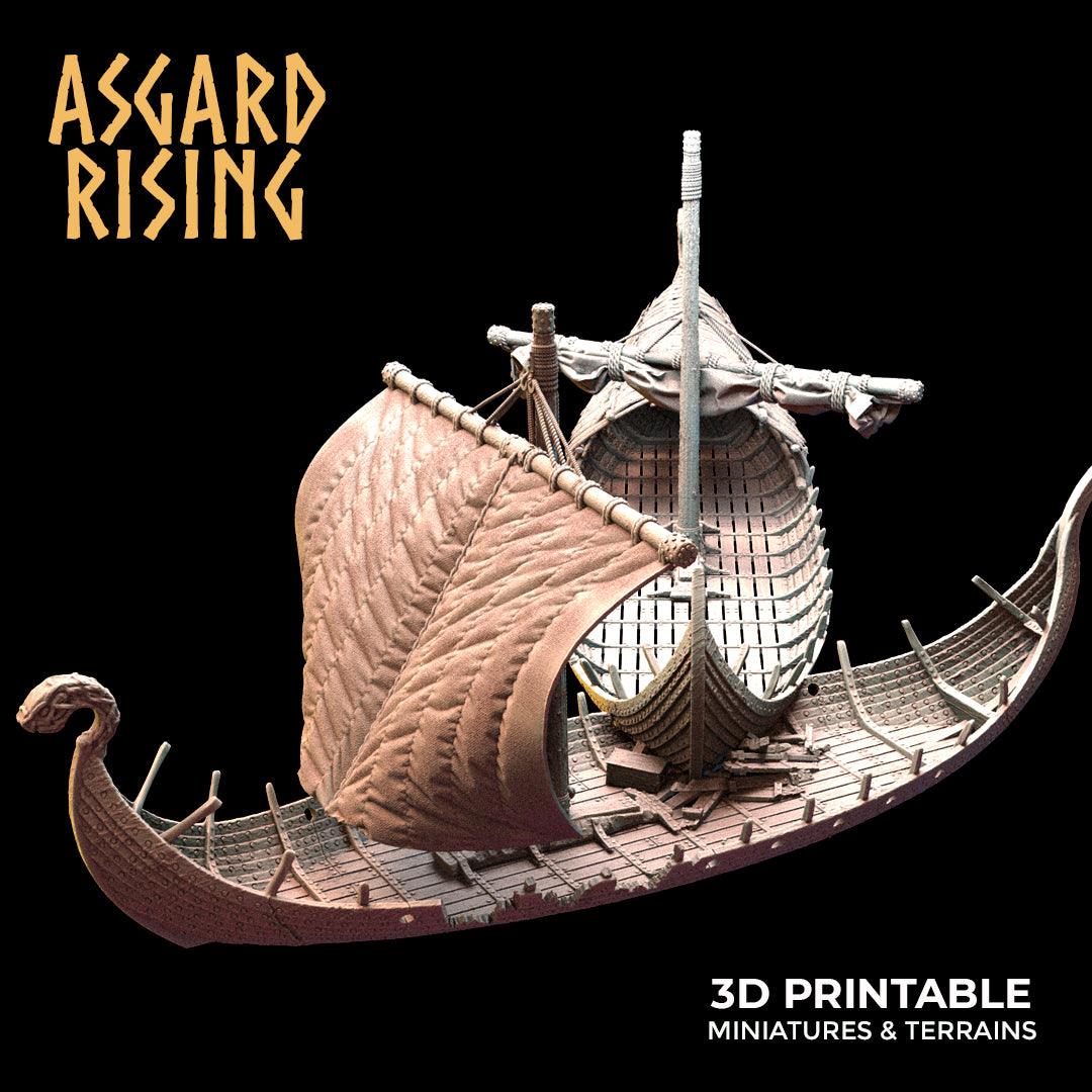 3D Printed Asgard Rising Expedition Drakkars Ship 28 32 mm Wargaming DnD - 3D Printing Boss 