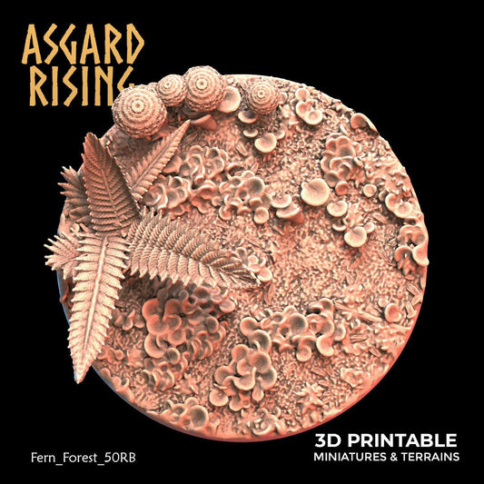 3D Printed Asgard Rising Fern Forest - 50mm Round Base  Wargaming DnD - 3D Printing Boss 