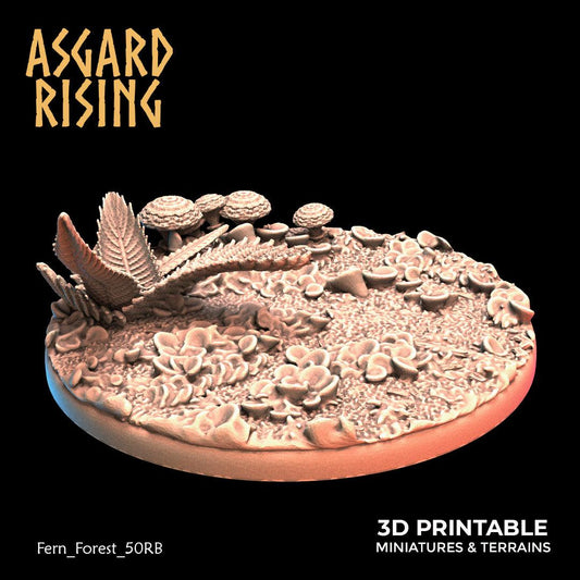 3D Printed Asgard Rising Fern Forest - 50mm Round Base  Wargaming DnD - 3D Printing Boss 