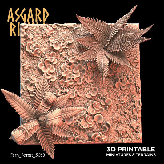 3D Printed Asgard Rising Fern Forest - 50mm Square Base  Wargaming DnD - 3D Printing Boss 