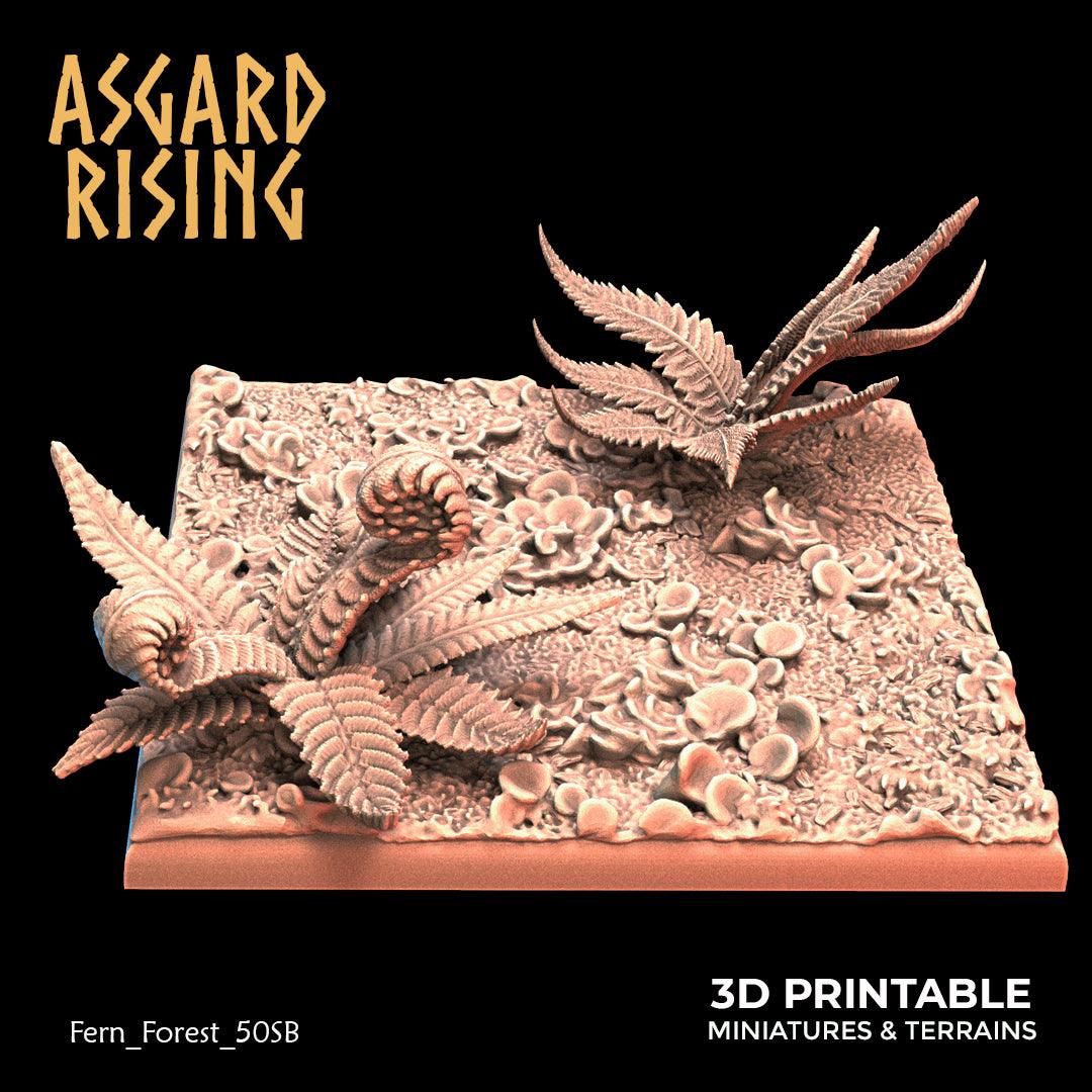 3D Printed Asgard Rising Fern Forest - 50mm Square Base  Wargaming DnD - 3D Printing Boss 