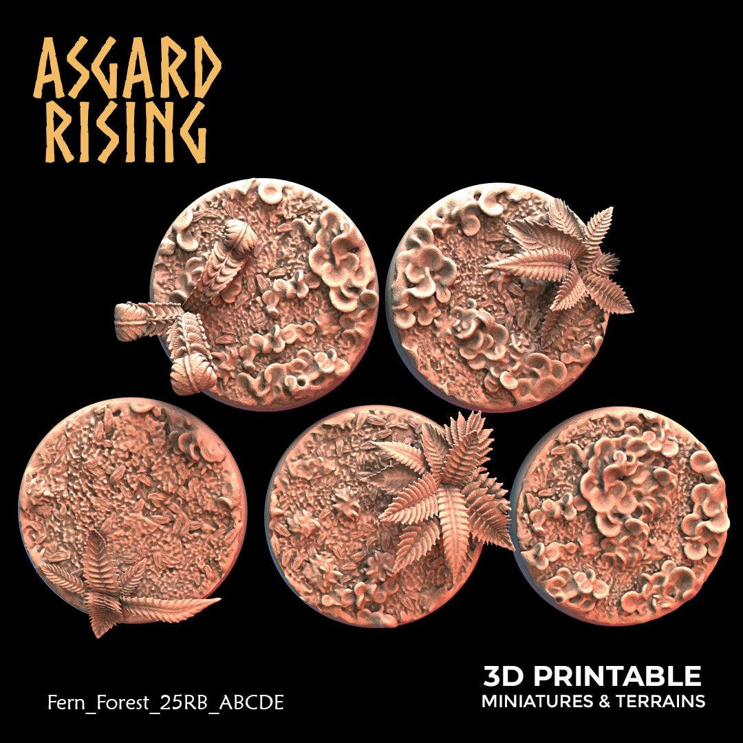 3D Printed Asgard Rising Fern Forest - 5x 25 28 32 35mm Round Base 28 32 mm Wargaming DnD - 3D Printing Boss 