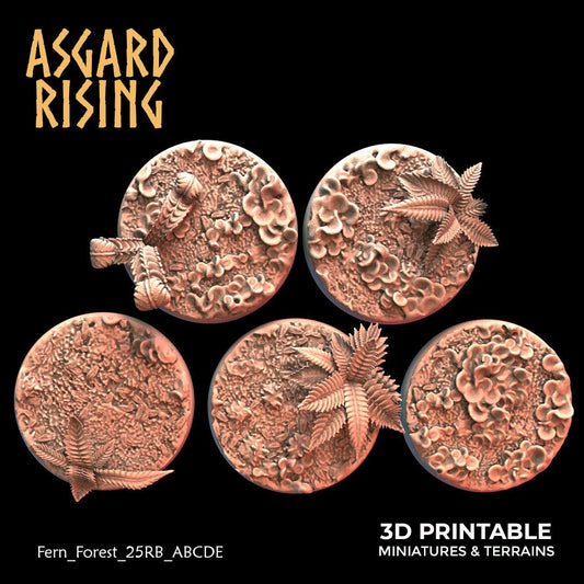 3D Printed Asgard Rising Fern Forest - 5x 25 28 32 35mm Round Base 28 32 mm Wargaming DnD - 3D Printing Boss 