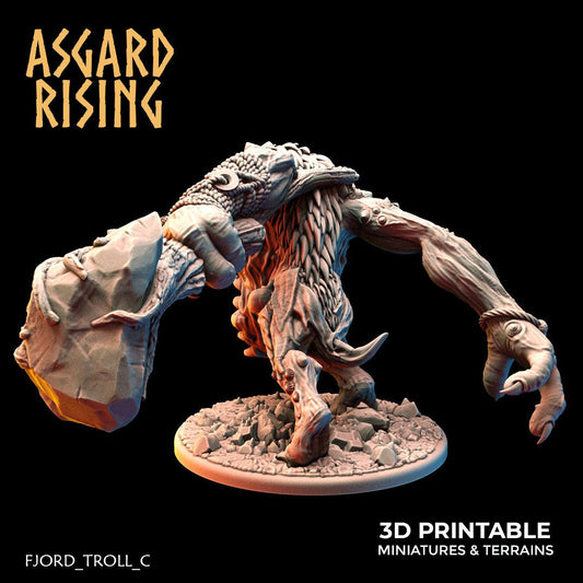 3D Printed Asgard Rising Fjord Troll 28 32 mm Wargaming DnD - 3D Printing Boss 