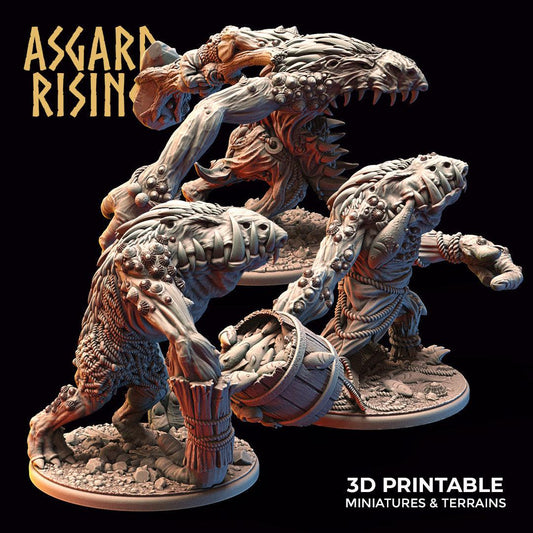 3D Printed Asgard Rising Fjord Troll Set 28 32 mm Wargaming DnD - 3D Printing Boss 
