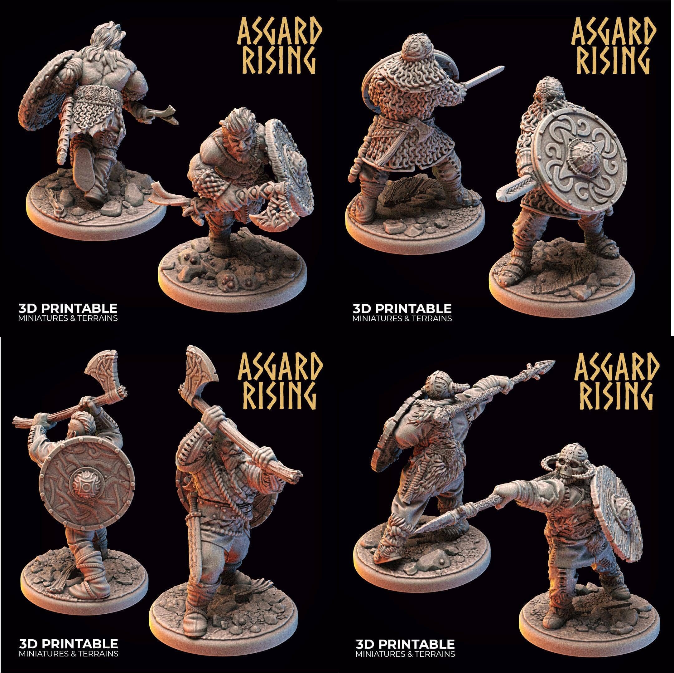 3D Printed Asgard Rising Midgard Viking Shieldman Set 28 32 mm ...