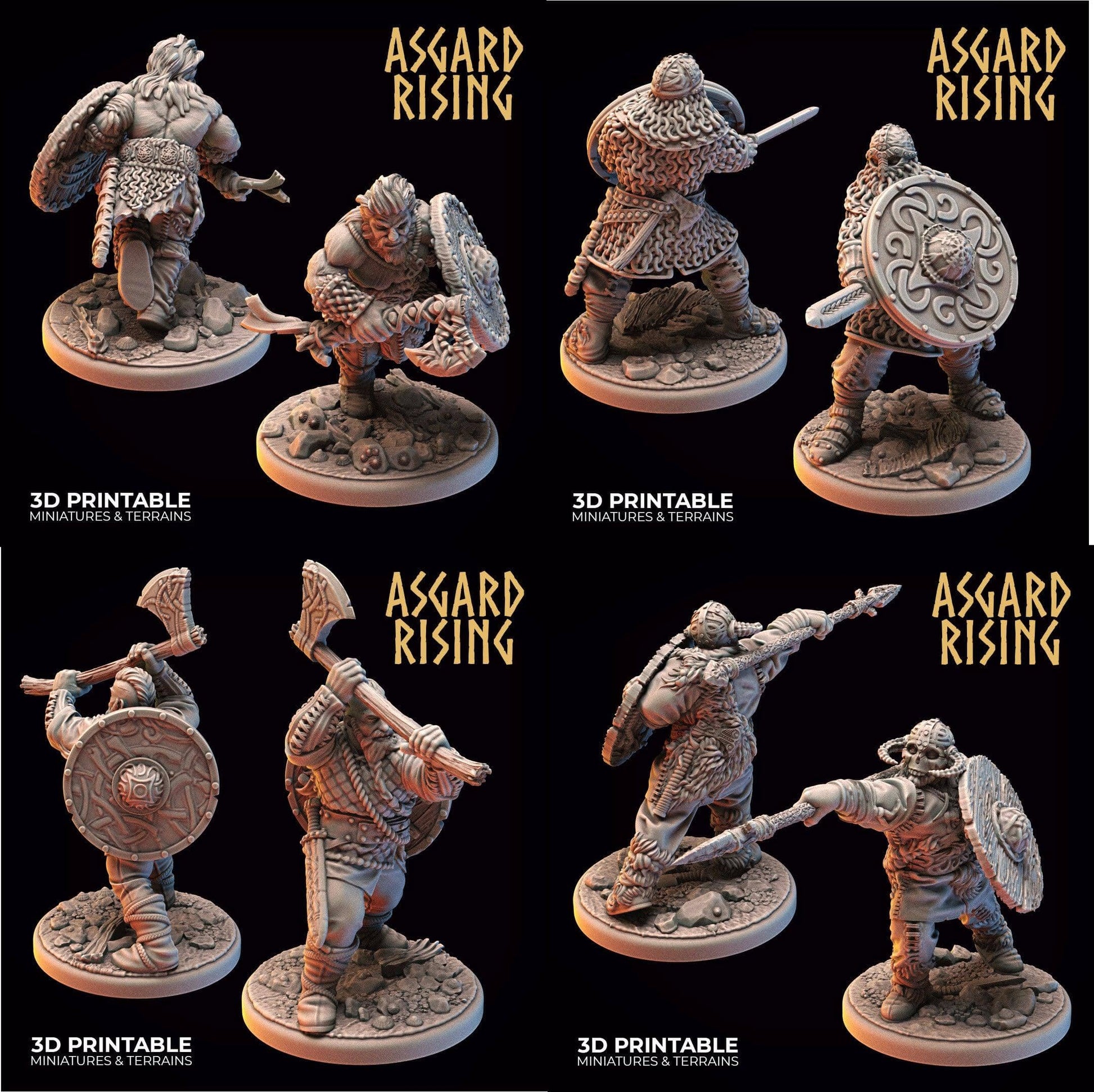 3D Printed Asgard Rising Midgard Viking Shieldman Set 28 32 mm Wargaming DnD - 3D Printing Boss 
