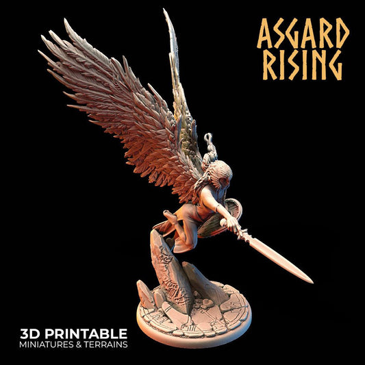 3D Printed Asgard Rising Rangrid the Winged Valkyrie 28 32 mm Wargaming DnD - 3D Printing Boss 