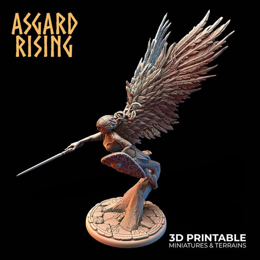 3D Printed Asgard Rising Rangrid the Winged Valkyrie 28 32 mm Wargaming DnD - 3D Printing Boss 