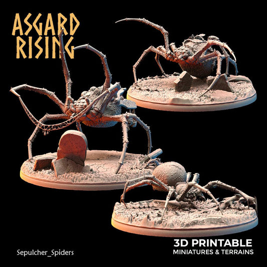 3D Printed Asgard Rising Sepulcher Spiders 28 32 mm Wargaming DnD - 3D Printing Boss 