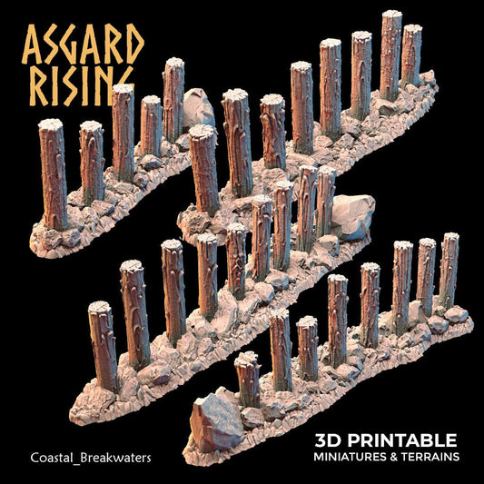 3D Printed Asgard Rising The Coastal Harbor Breakwater Set 28 32 mm Wargaming DnD - 3D Printing Boss 