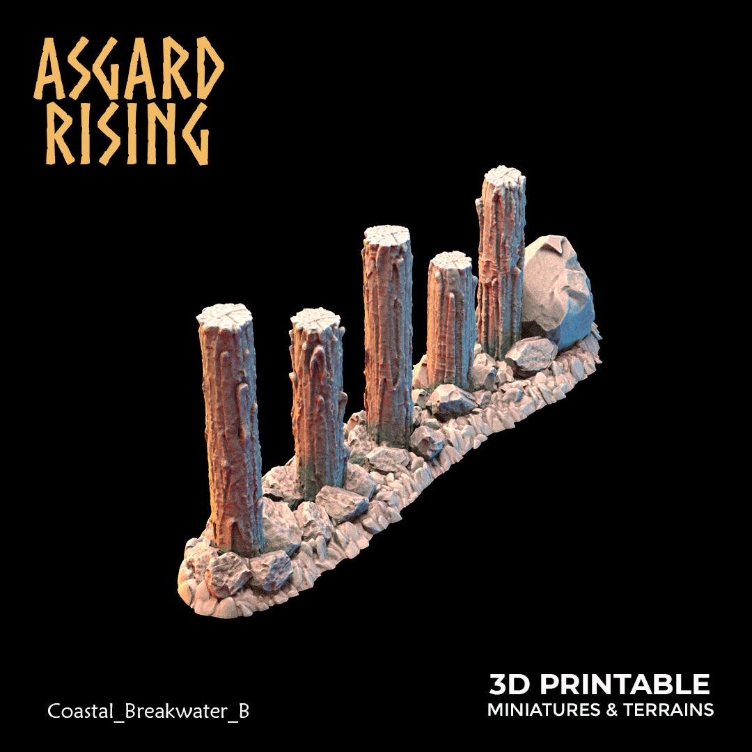 3D Printed Asgard Rising The Coastal Harbor Breakwater Set 28 32 mm Wargaming DnD - 3D Printing Boss 