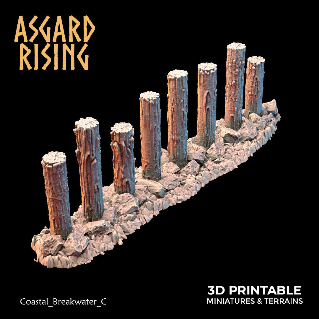 3D Printed Asgard Rising The Coastal Harbor Breakwater Set 28 32 mm Wargaming DnD - 3D Printing Boss 