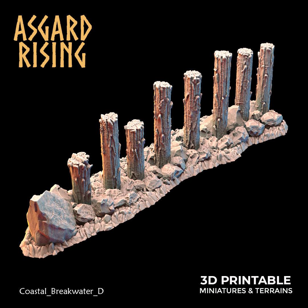 3D Printed Asgard Rising The Coastal Harbor Breakwater Set 28 32 mm Wargaming DnD - 3D Printing Boss 