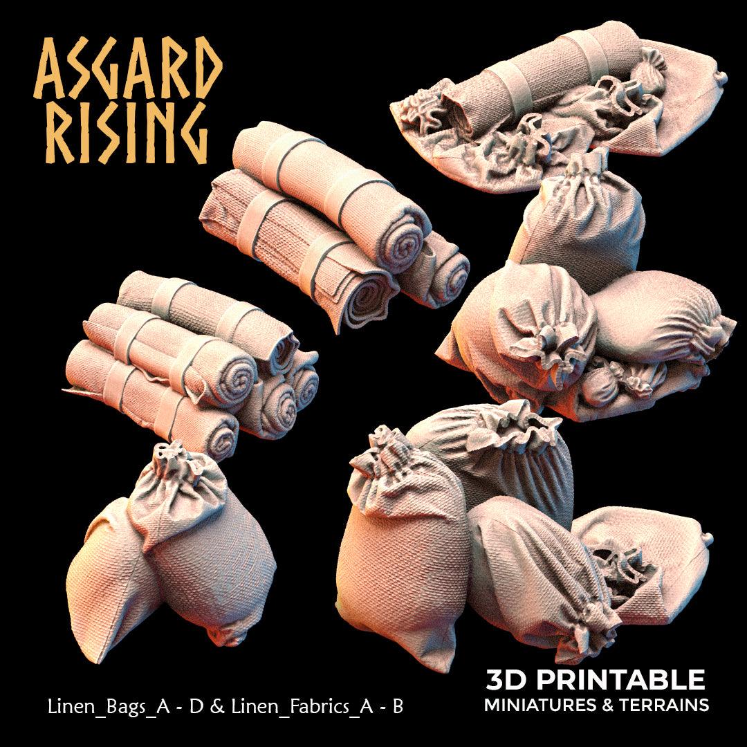 3D Printed Asgard Rising The Coastal Harbor Linen Bags Set 28 32 mm Wargaming DnD - 3D Printing Boss 
