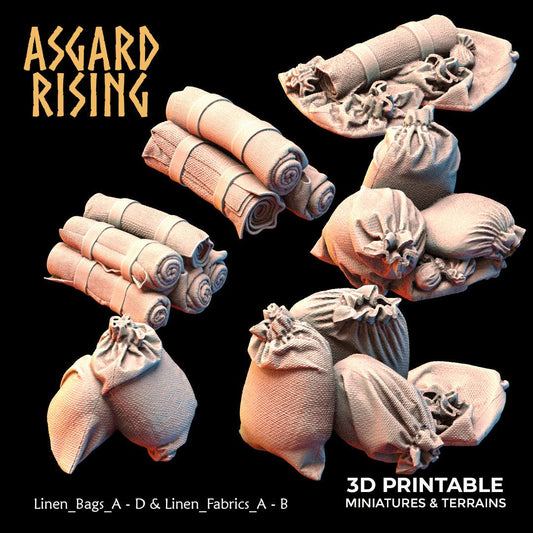 3D Printed Asgard Rising The Coastal Harbor Linen Bags Set 28 32 mm Wargaming DnD - 3D Printing Boss 