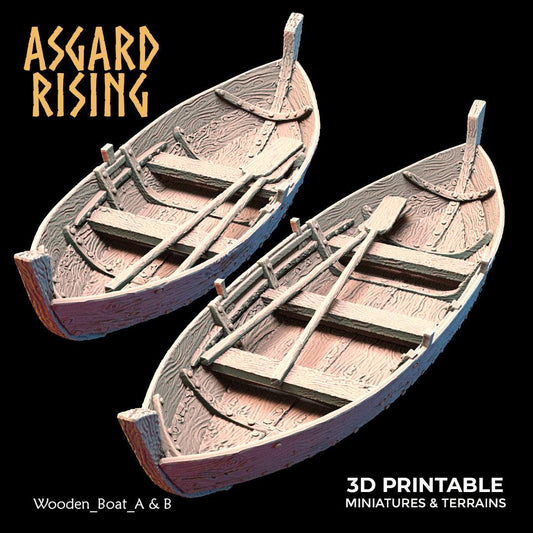 3D Printed Asgard Rising The Coastal Harbor Wooden Boat Set 28 32 mm Wargaming DnD - 3D Printing Boss 