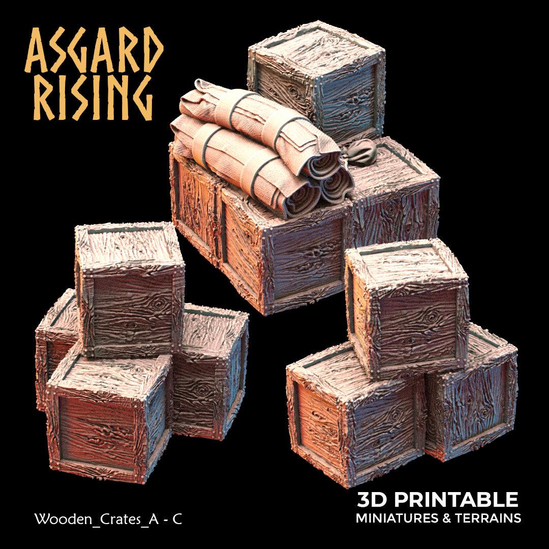 3D Printed Asgard Rising The Coastal Harbor Wooden Crates 28 32 mm Wargaming DnD - 3D Printing Boss 