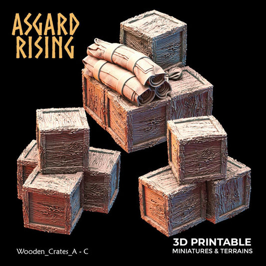 3D Printed Asgard Rising The Coastal Harbor Wooden Crates 28 32 mm Wargaming DnD - 3D Printing Boss 