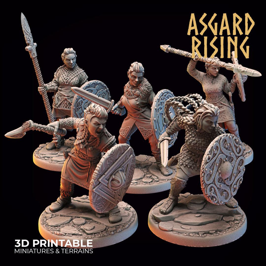 3D Printed Asgard Rising Viking Shieldmaidens Set 1 Viking Shieldmaidens Sets 28 32 mm Wargaming DnD - 3D Printing Boss 