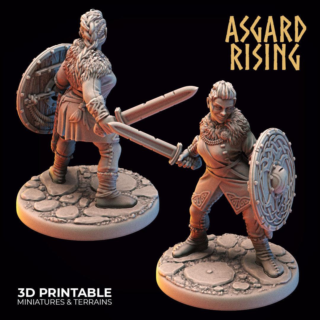 3D Printed Asgard Rising Viking Shieldmaidens Set 1 Viking Shieldmaidens Sets 28 32 mm Wargaming DnD - 3D Printing Boss 