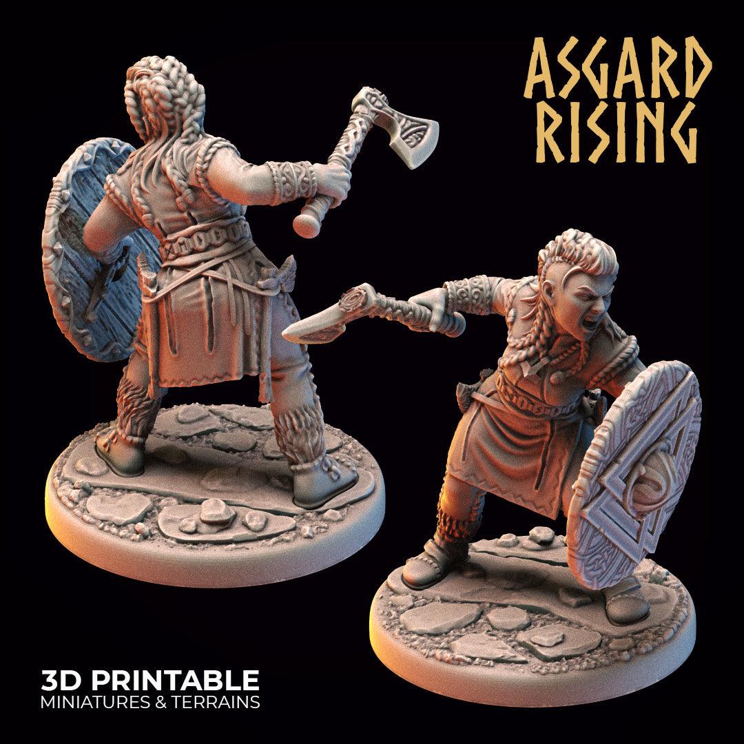 3D Printed Asgard Rising Viking Shieldmaidens Set 1 Viking Shieldmaidens Sets 28 32 mm Wargaming DnD - 3D Printing Boss 