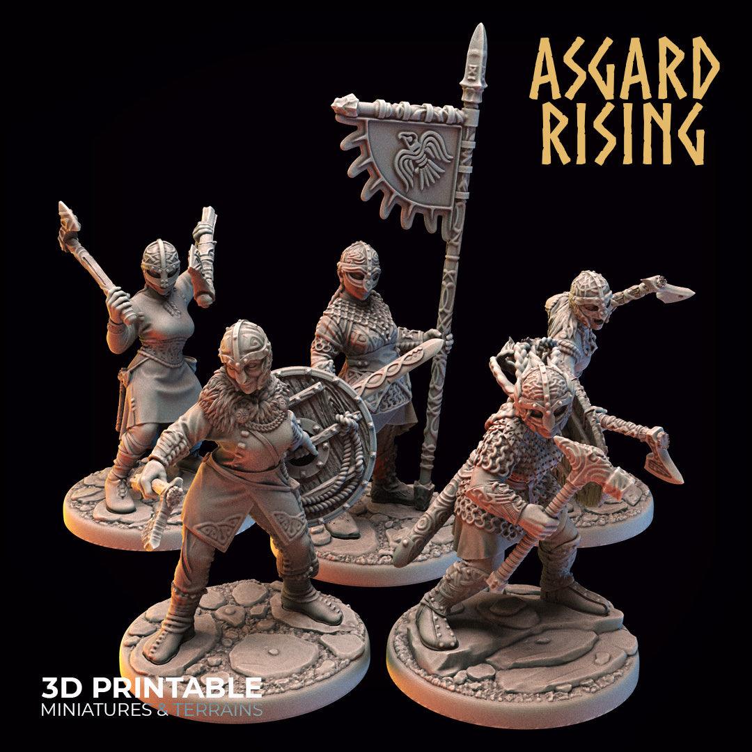 3D Printed Asgard Rising Viking Shieldmaidens Set 2 Viking Shieldmaidens Sets 28 32 mm Wargaming DnD - 3D Printing Boss 