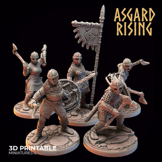 3D Printed Asgard Rising Viking Shieldmaidens Set 2 Viking Shieldmaidens Sets 28 32 mm Wargaming DnD - 3D Printing Boss 