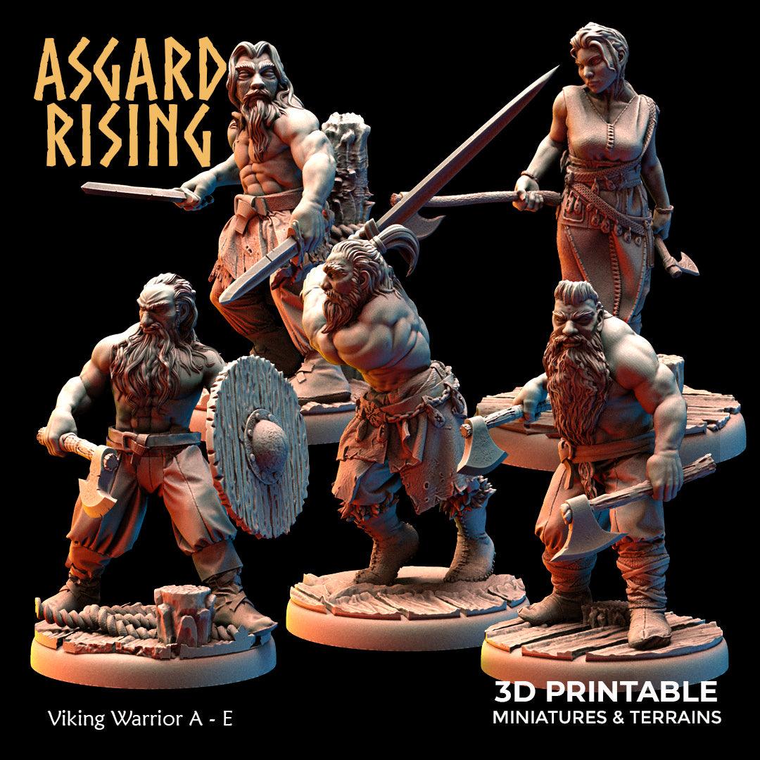 3D Printed Asgard Rising Viking Warriors Set 1 28 32 mm Wargaming DnD - 3D Printing Boss 