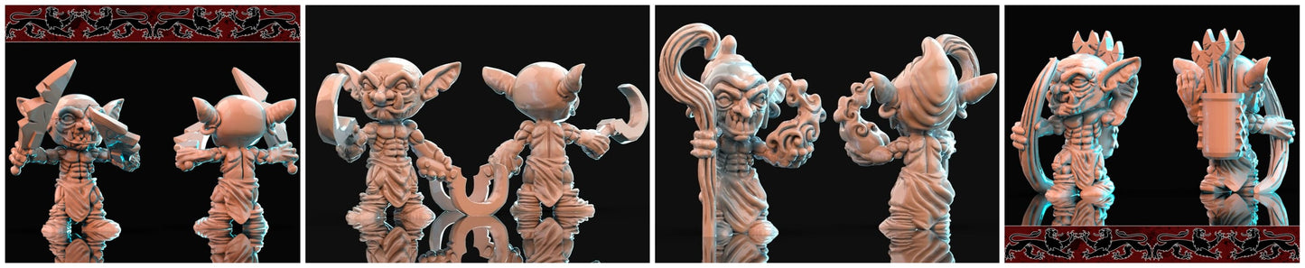 3D Printed Brayan Nafarrate Bestiary Creatures Volume 1 Goblins Set 28mm 32mm D&D - 3D Printing Boss 