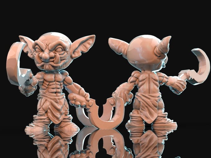 3D Printed Brayan Nafarrate Bestiary Creatures Volume 1 Goblins Set 28mm 32mm D&D - 3D Printing Boss 