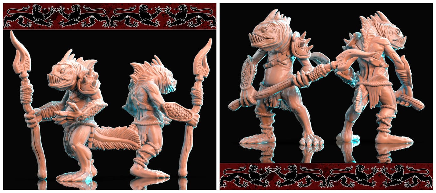 3D Printed Brayan Nafarrate Deep Sea Fish Men 28mm 32mm D&D - 3D Printing Boss 