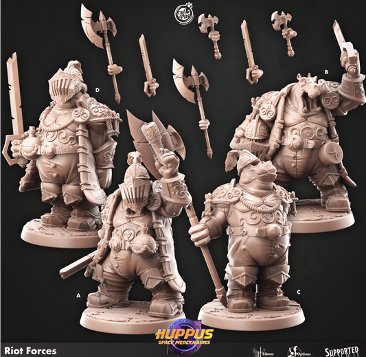 3D Printed Cast n Play 620 Riot Forces Huppus, Space Mercenaries Set 28mm 32mm D&D - 3D Printing Boss 