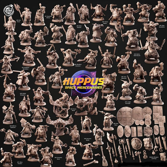 3D Printed Cast n Play 620 Riot Forces Huppus, Space Mercenaries Set 28mm 32mm D&D - 3D Printing Boss 