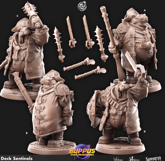 3D Printed Cast n Play 622 Deck Sentinels Huppus, Space Mercenaries Set 28mm 32mm D&D - 3D Printing Boss 