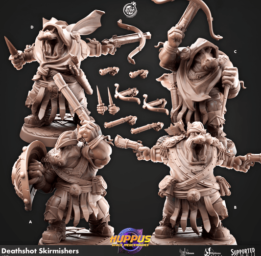 3D Printed Cast n Play 627 Deathshot Skirmishers Huppus, Space Mercenaries Set 28mm 32mm D&D - 3D Printing Boss 