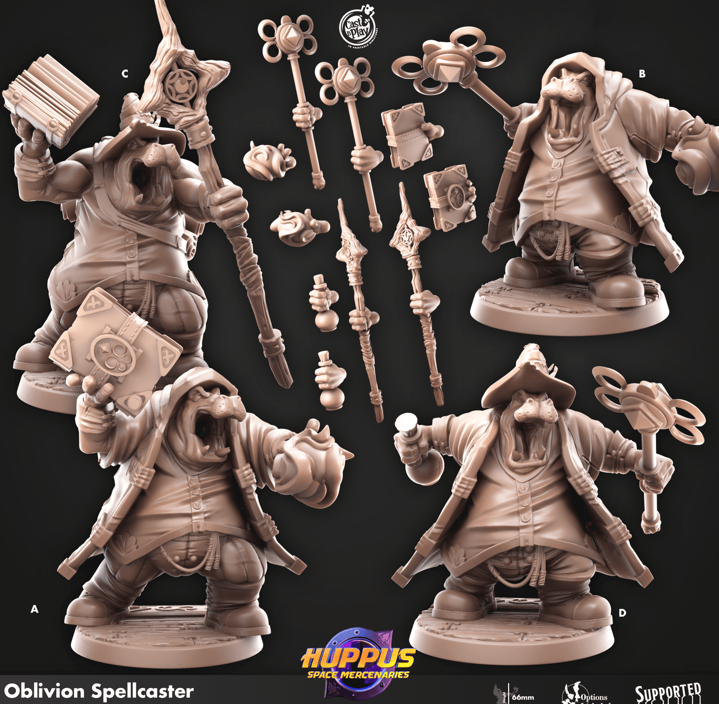 3D Printed Cast n Play 630 Oblivion Spellcasters Huppus, Space Mercenaries Set 28mm 32mm D&D - 3D Printing Boss 