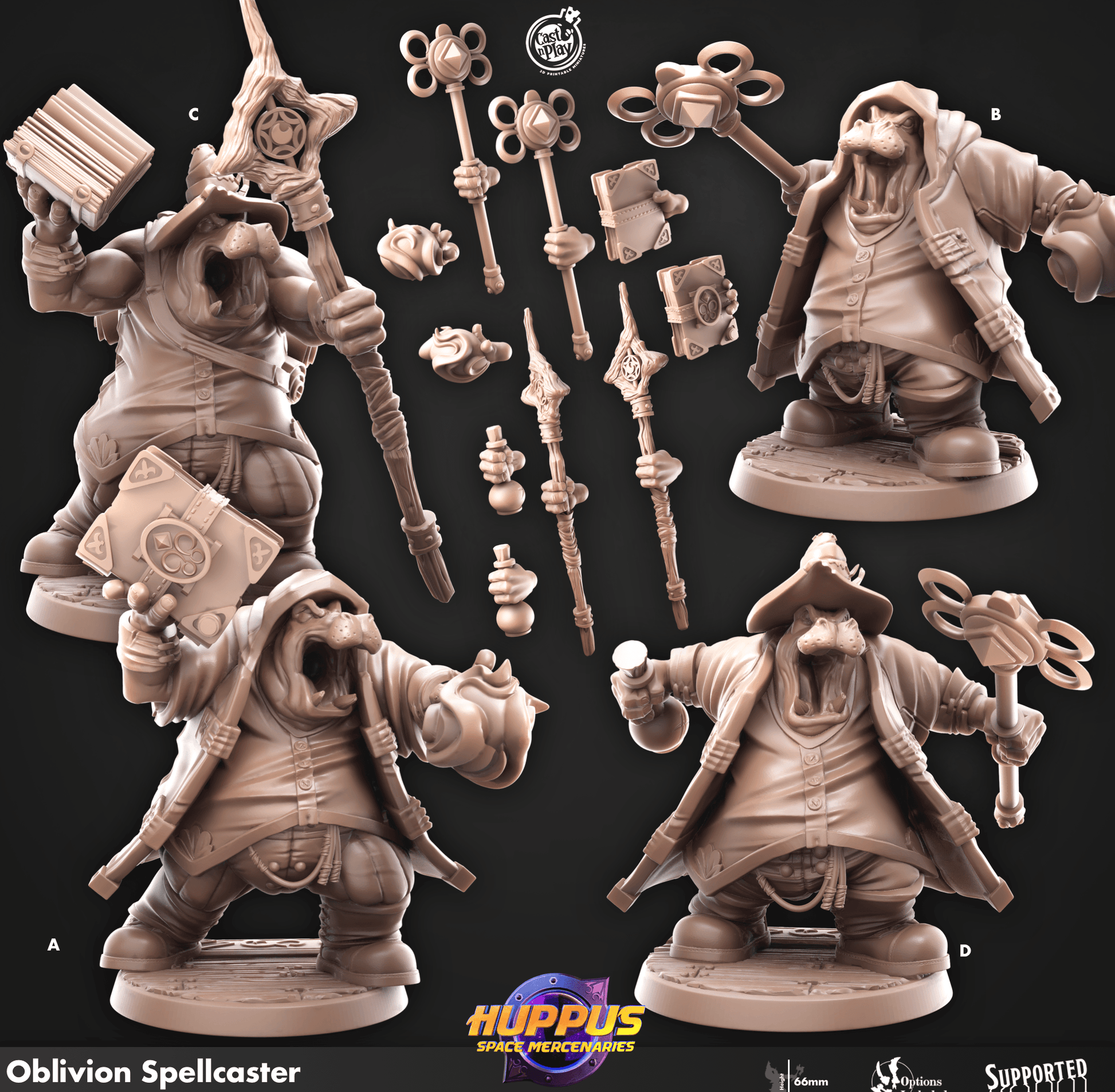 3D Printed Cast n Play 630 Oblivion Spellcasters Huppus, Space Mercenaries Set 28mm 32mm D&D - 3D Printing Boss 