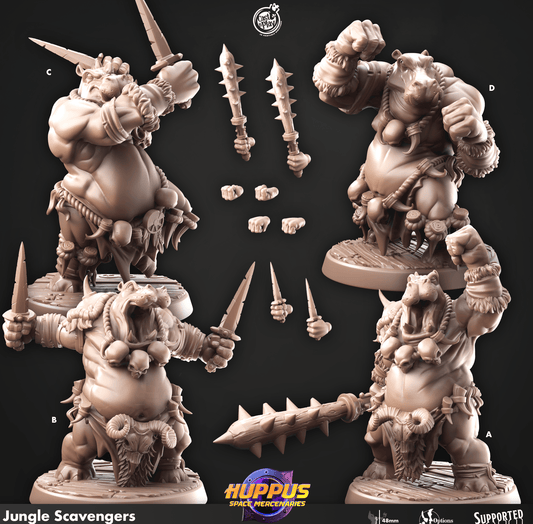 3D Printed Cast n Play 634 Jungle Scavengers Huppus, Space Mercenaries Set 28mm 32mm D&D - 3D Printing Boss 