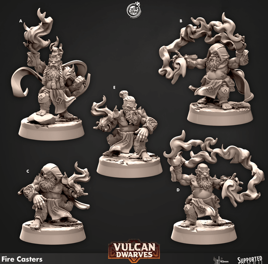 3D Printed Cast n Play 677 Fire Casters Vulcan Dwarves Set 28mm 32mm D&D - 3D Printing Boss 