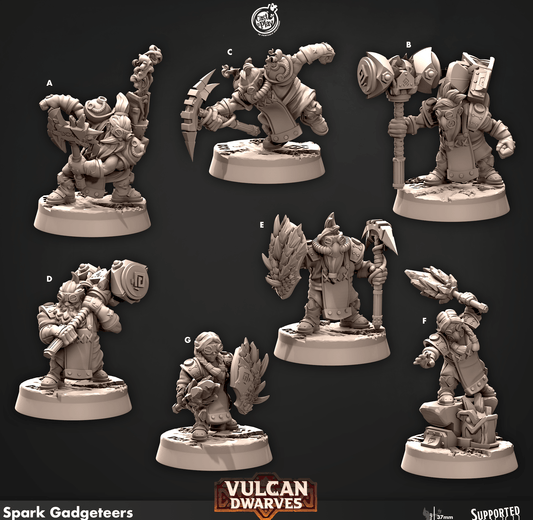 3D Printed Cast n Play 678 Spark Gadgeteers Vulcan Dwarves Set 28mm 32mm D&D - 3D Printing Boss 