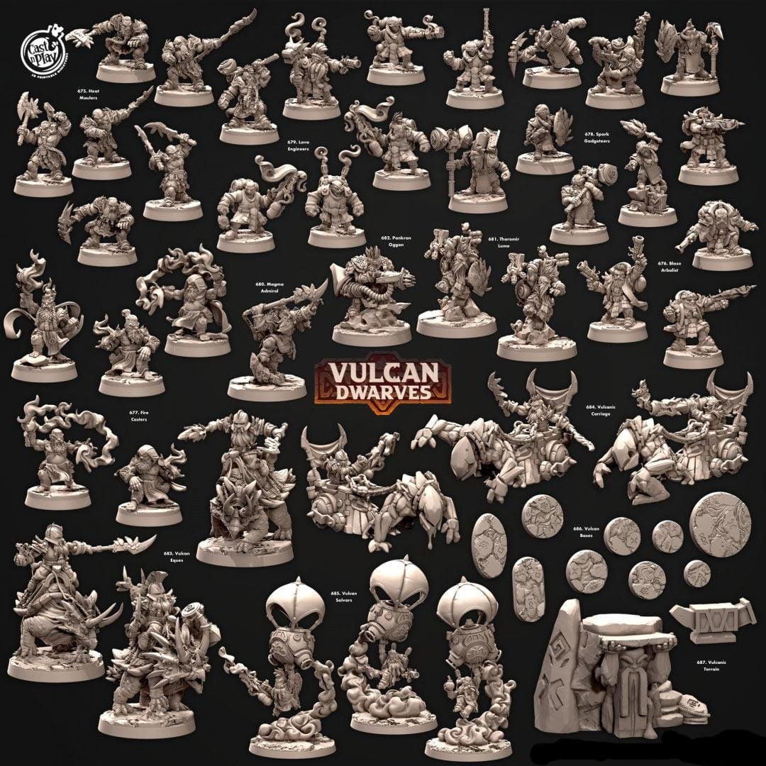 3D Printed Cast n Play 678 Spark Gadgeteers Vulcan Dwarves Set 28mm 32mm D&D - 3D Printing Boss 