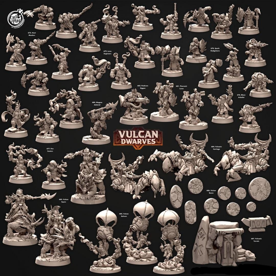 3D Printed Cast n Play 679_Lava Engineers Vulcan Dwarves Set 28mm 32mm D&D - 3D Printing Boss 