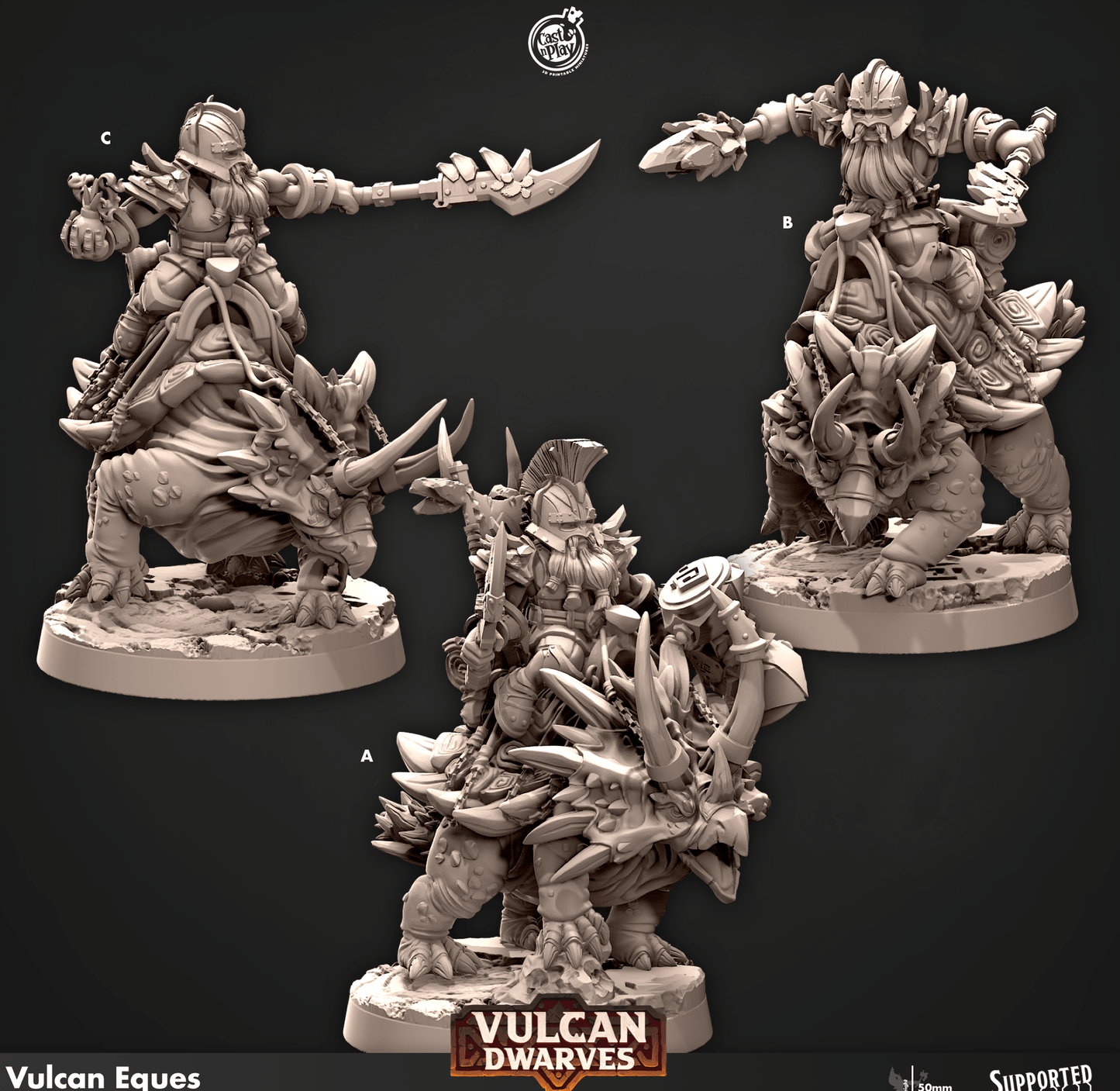 3D Printed Cast n Play 683 Vulcan Eques Vulcan Dwarves Set 28mm 32mm D&D - 3D Printing Boss 